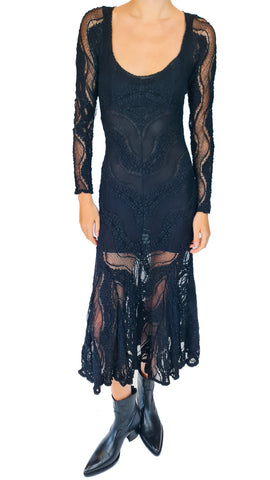 CHARO LONG BLACK MARINA DRESS