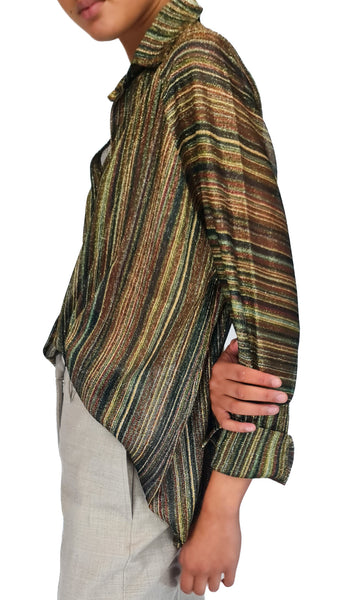 SIYU GREEN PLEATS BAMBOLA SHIRT