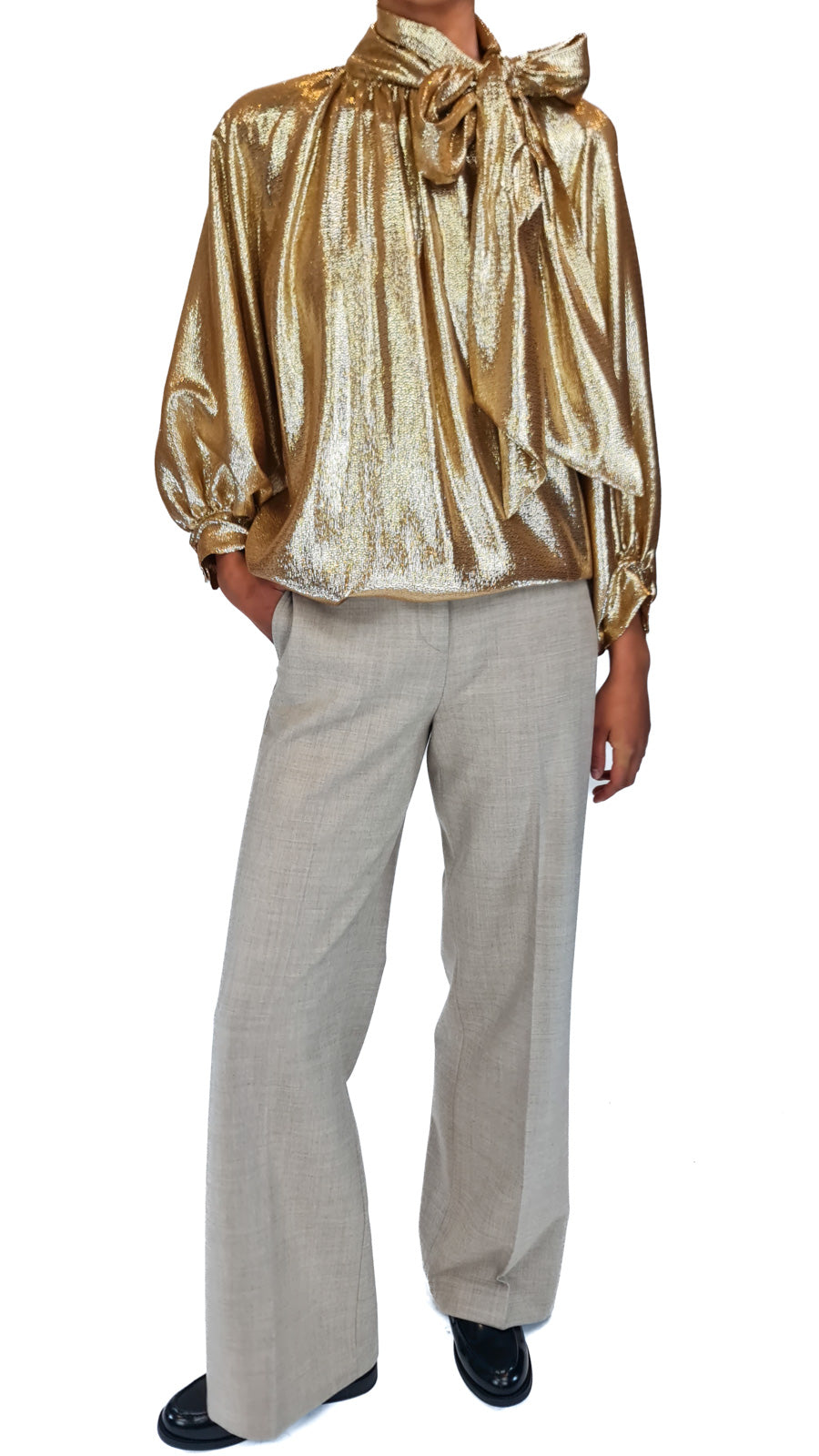 SIYU SILK LAME GOLD SHIRT
