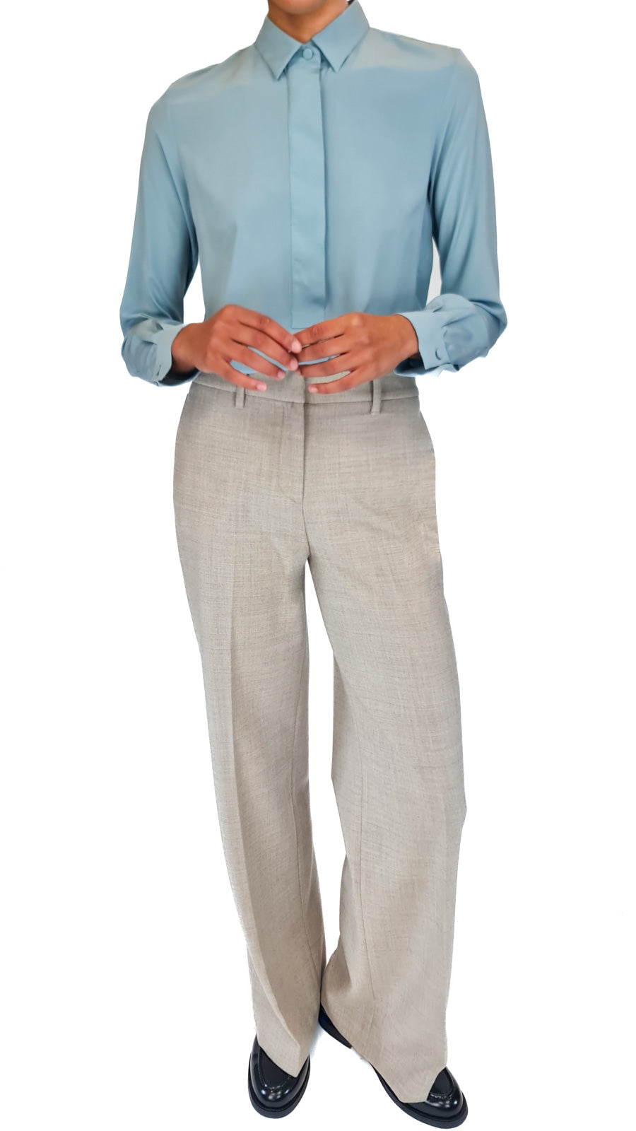 CALIBAN DUCK EGG SILK SHIRT