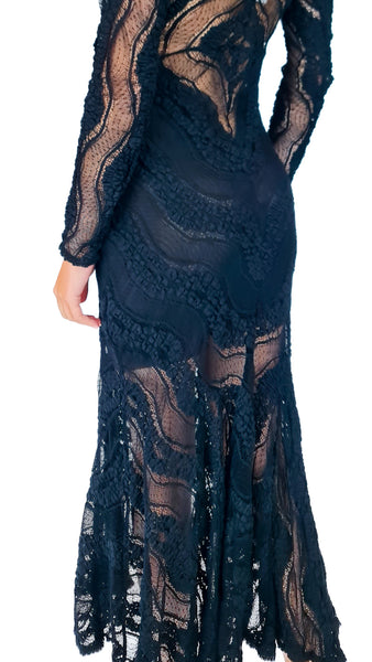 CHARO LONG BLACK MARINA DRESS