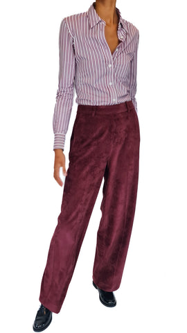 CALIBAN BURGUNDY STRETCH STRIPE SHIRT