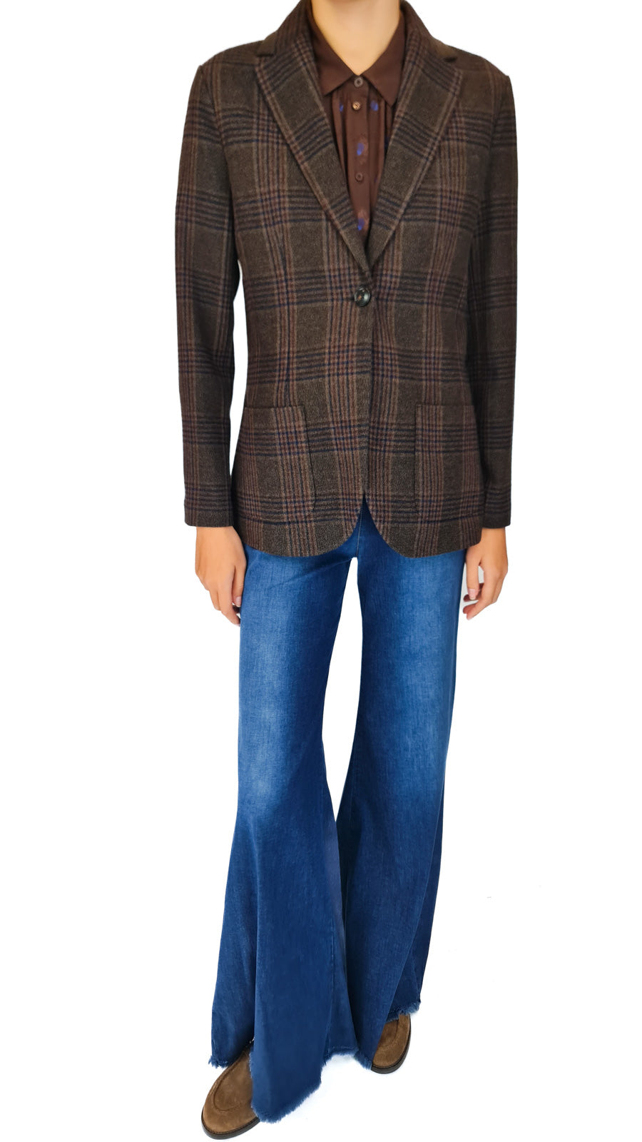 CIRCOLO BROWN CHECK LUX BLAZER