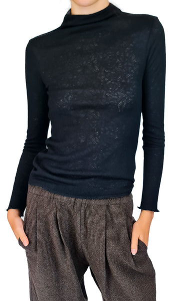 CIRCOLO WOOL LACE NERO TOP