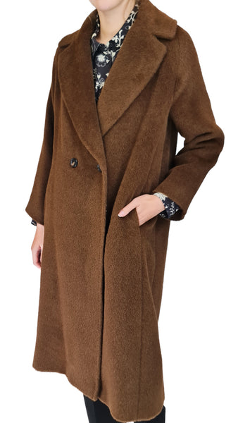ROSSO35 TOBACCO ALPACA COAT