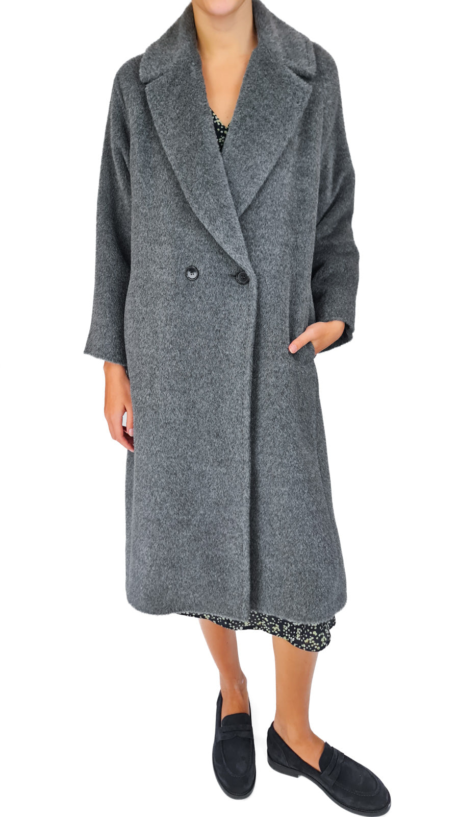 ROSSO 35 GREY ALPACA COAT