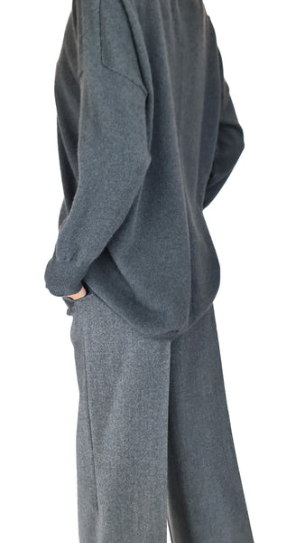 PUROTATTO GRIGIO CASHMERE ROUNDNECK JUMPER