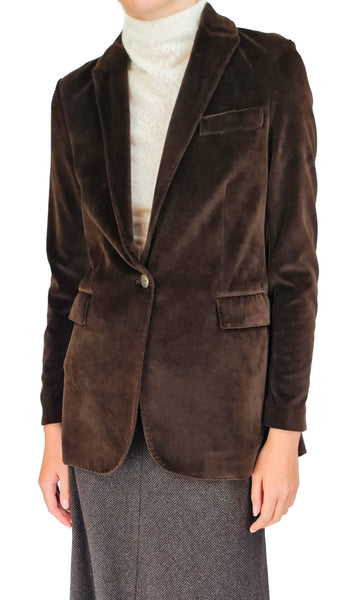 CIRCOLO LONG CHOC VELVET BLAZER