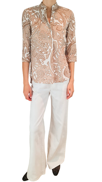CALIBAN BEIGE PRINT SHIRT