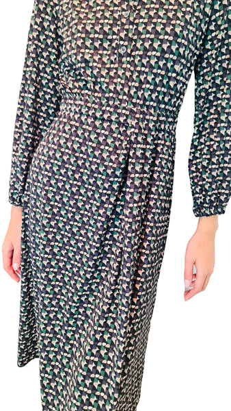 CALIBAN GREEN PRINT DRESS