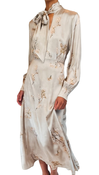 CALIBAN SAND FLORAL TIE DRESS