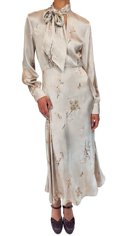 CALIBAN SAND FLORAL TIE DRESS