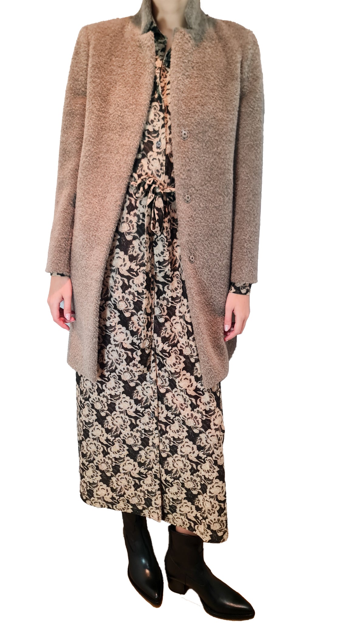 CINZIA ROCCA TAUPE 3/4 ALPACA COAT