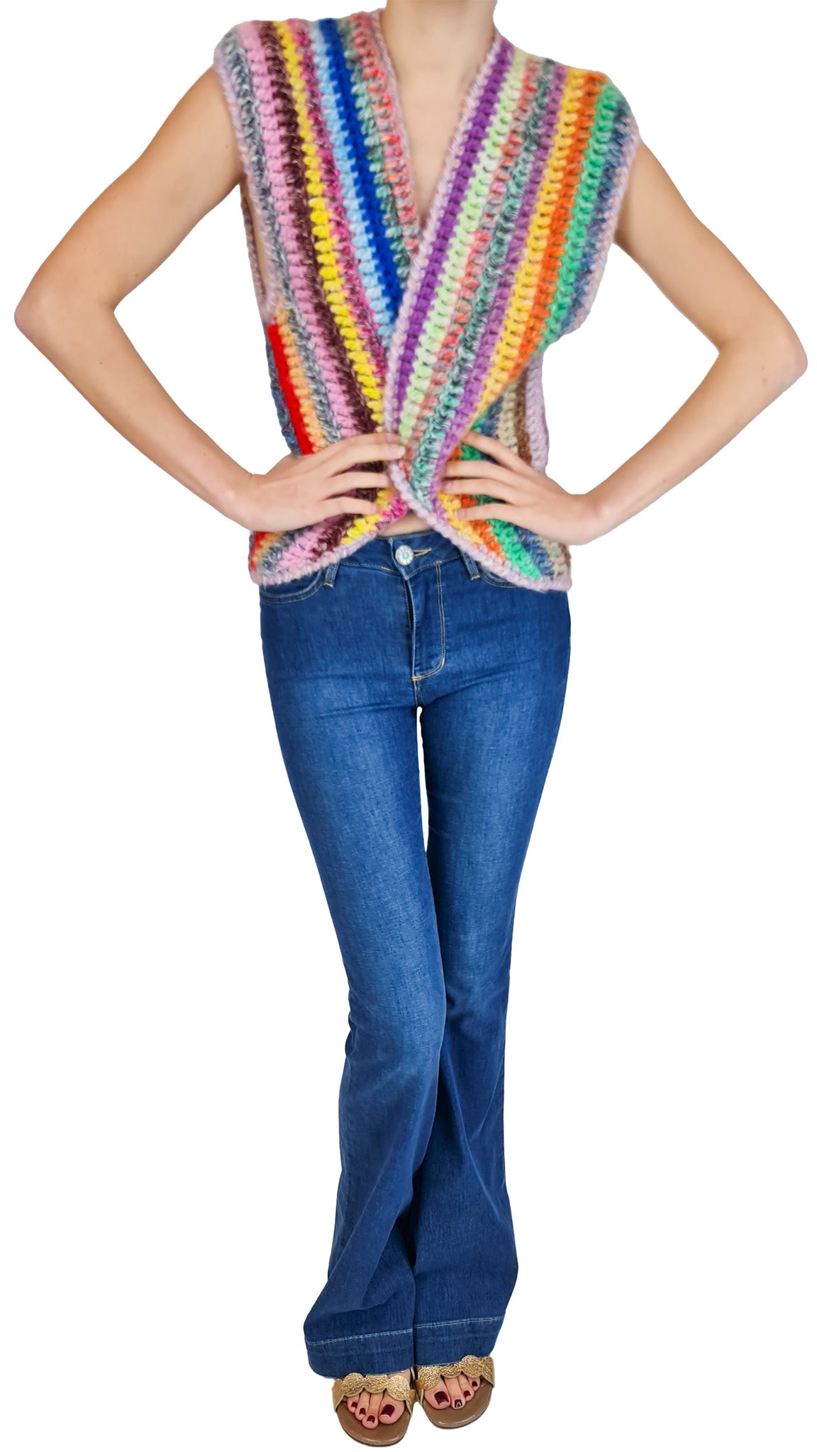 DAWN X DARE FINE MULTI HANDKNIT GILET