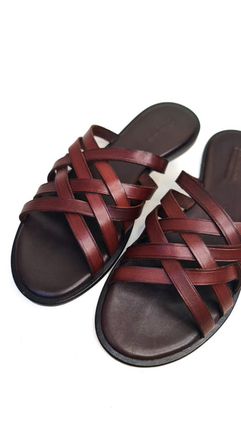 DRAGON DIFFUSION 3 CROSS BRUCIATO SANDALS