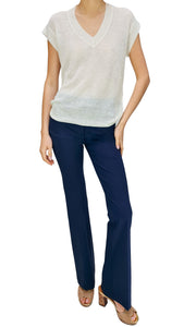 GRAN SASSO LINEN V-NECK TOP