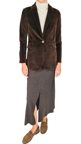 CIRCOLO LONG CHOC VELVET BLAZER