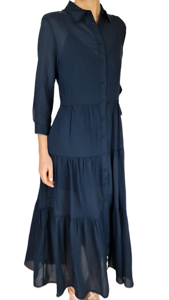 PUROTATTO BLU TIERED DRESS