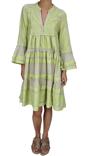 PEARL & CAVIAR LIME ZAKAR MIDI DRESS