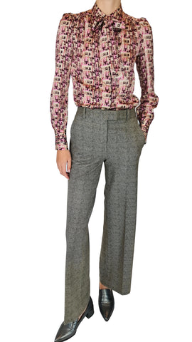 CIRCOLO TAWNY CHECK FLEECE TROUSER