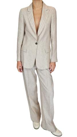 <p>This natural coloured style features fabulous pinstripes that exude confidence and style. Elevate your wardrobe with this versatile and elegant pair, perfect for any summer occasion.&nbsp;</p> <p>Wear together with the Purotatto Linen Stripe jacket for the ultimate suited summer look.</p>