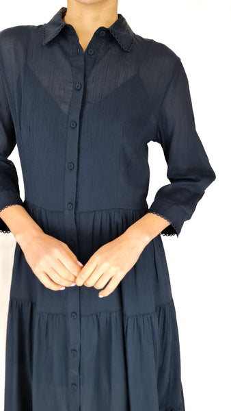 PUROTATTO BLU TIERED DRESS