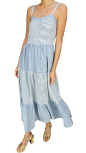 PUROTATTO BLUE STRIPE MAXI DRESS