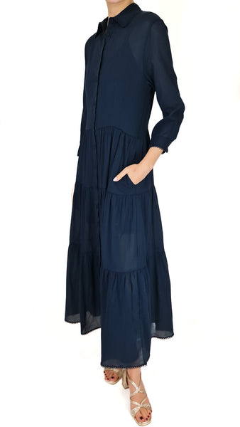 PUROTATTO BLU TIERED DRESS