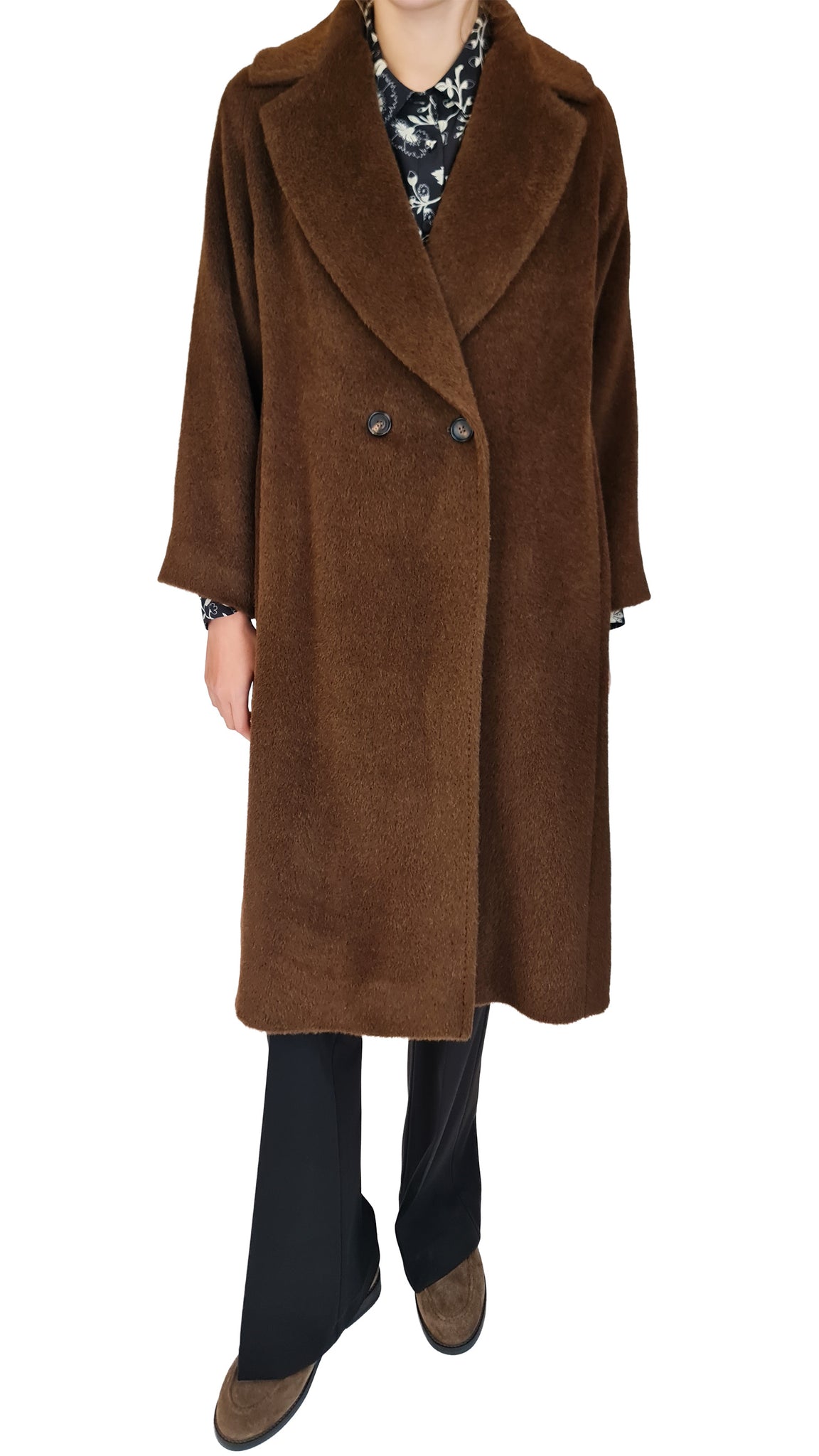 ROSSO35 TOBACCO ALPACA COAT