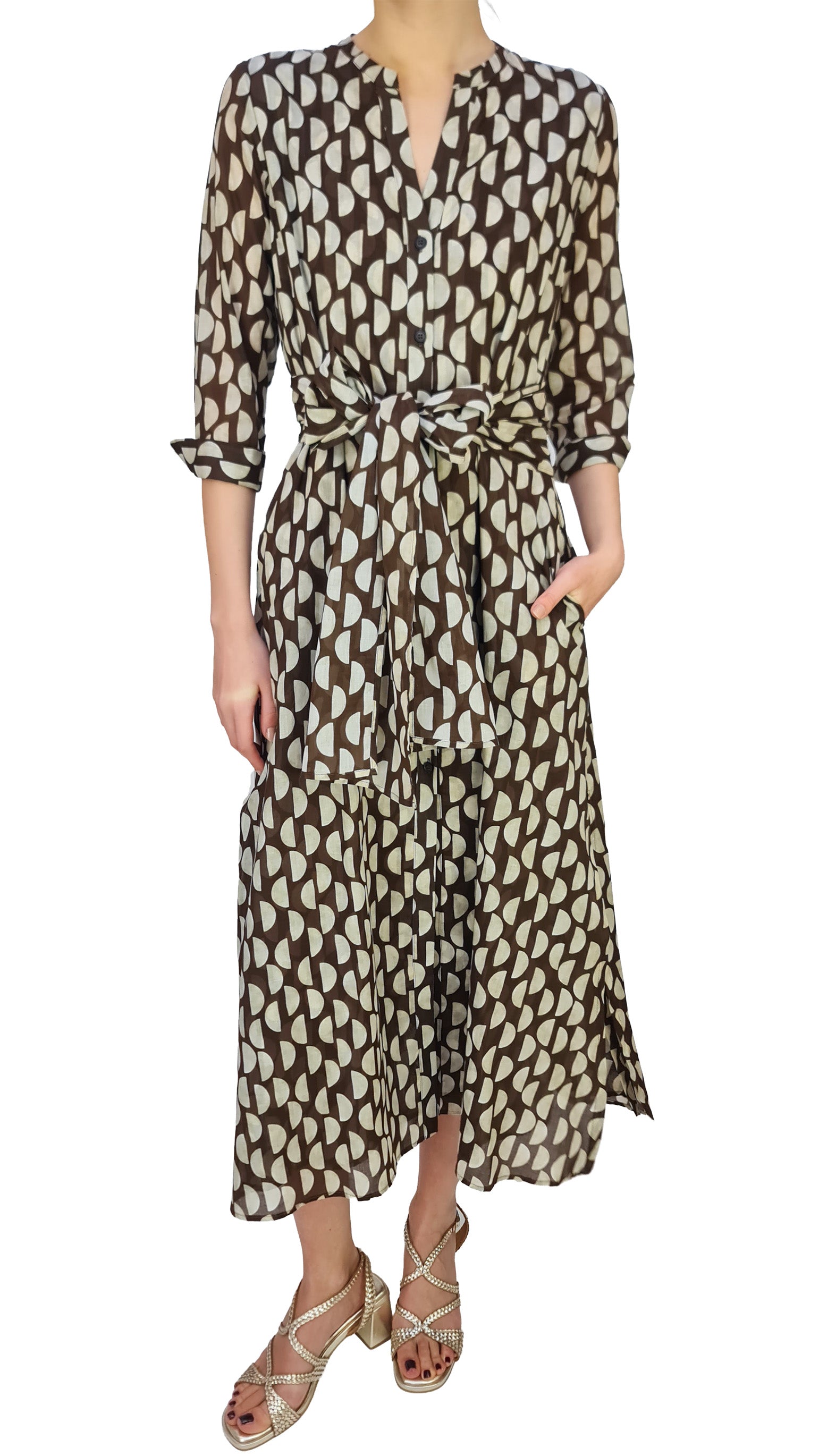 knee length dresses for ladies Rosso35 Short Sleeve Midi Linen Dress in Light Grey  Timeless