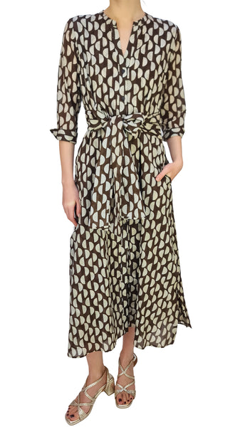 ROSSO35 CHOCOLATE SEMI CIRCLE DRESS