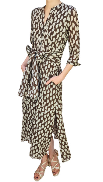 ROSSO35 CHOCOLATE SEMI CIRCLE DRESS