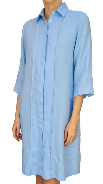 ROSSO35 SKY BLUE LINEN DRESS