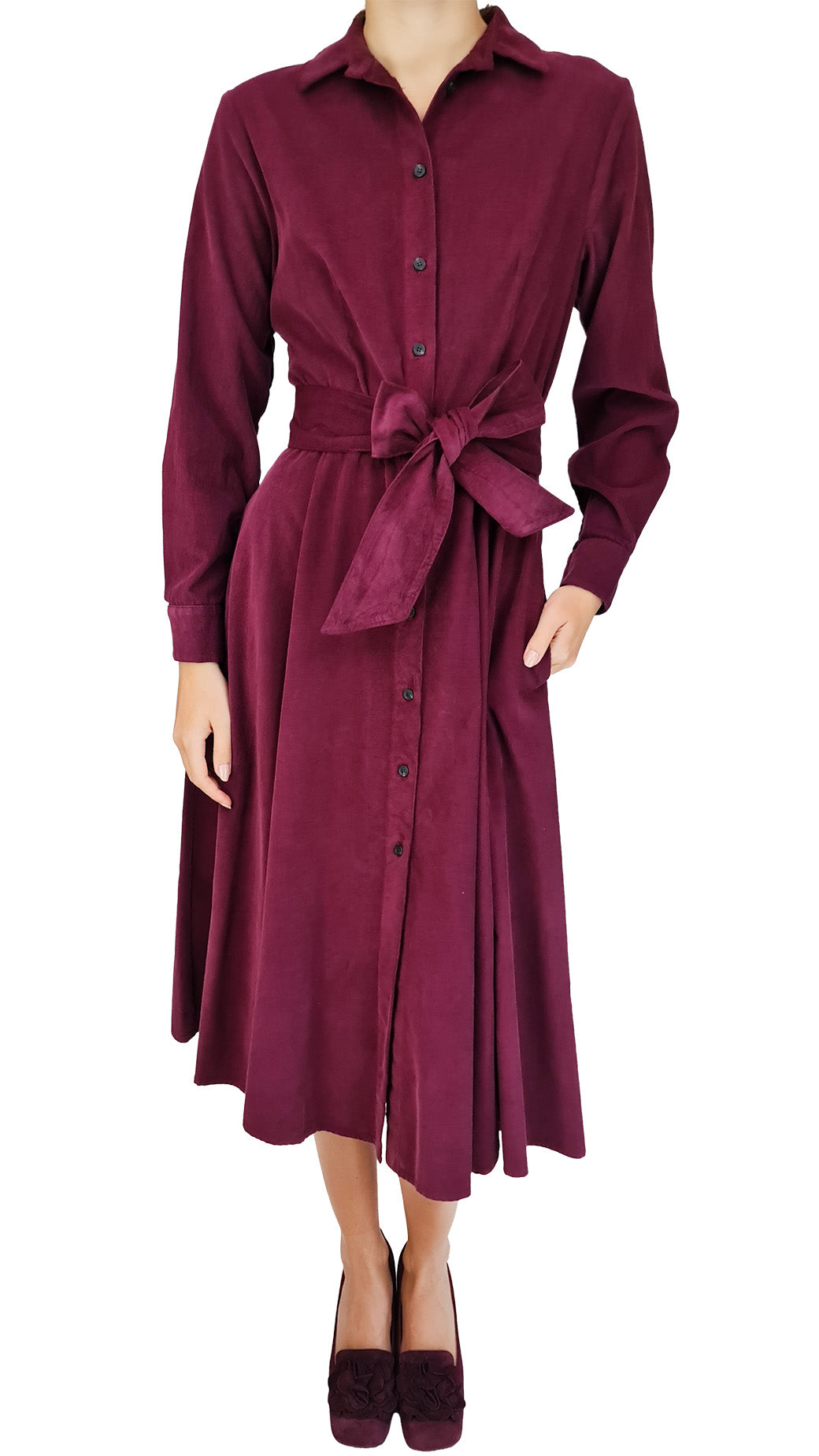 ROSSO35 WINE LONG CORD DRESS