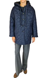 ROSSO35 NAVY HOODED COAT