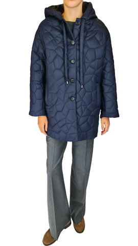 ROSSO35 NAVY HOODED COAT