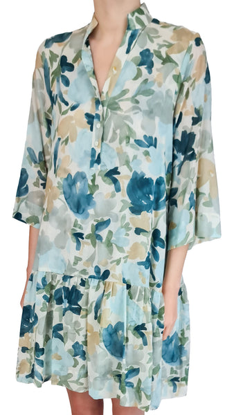 ROSSO35 COTTON PRINT LONG SLV DRESS