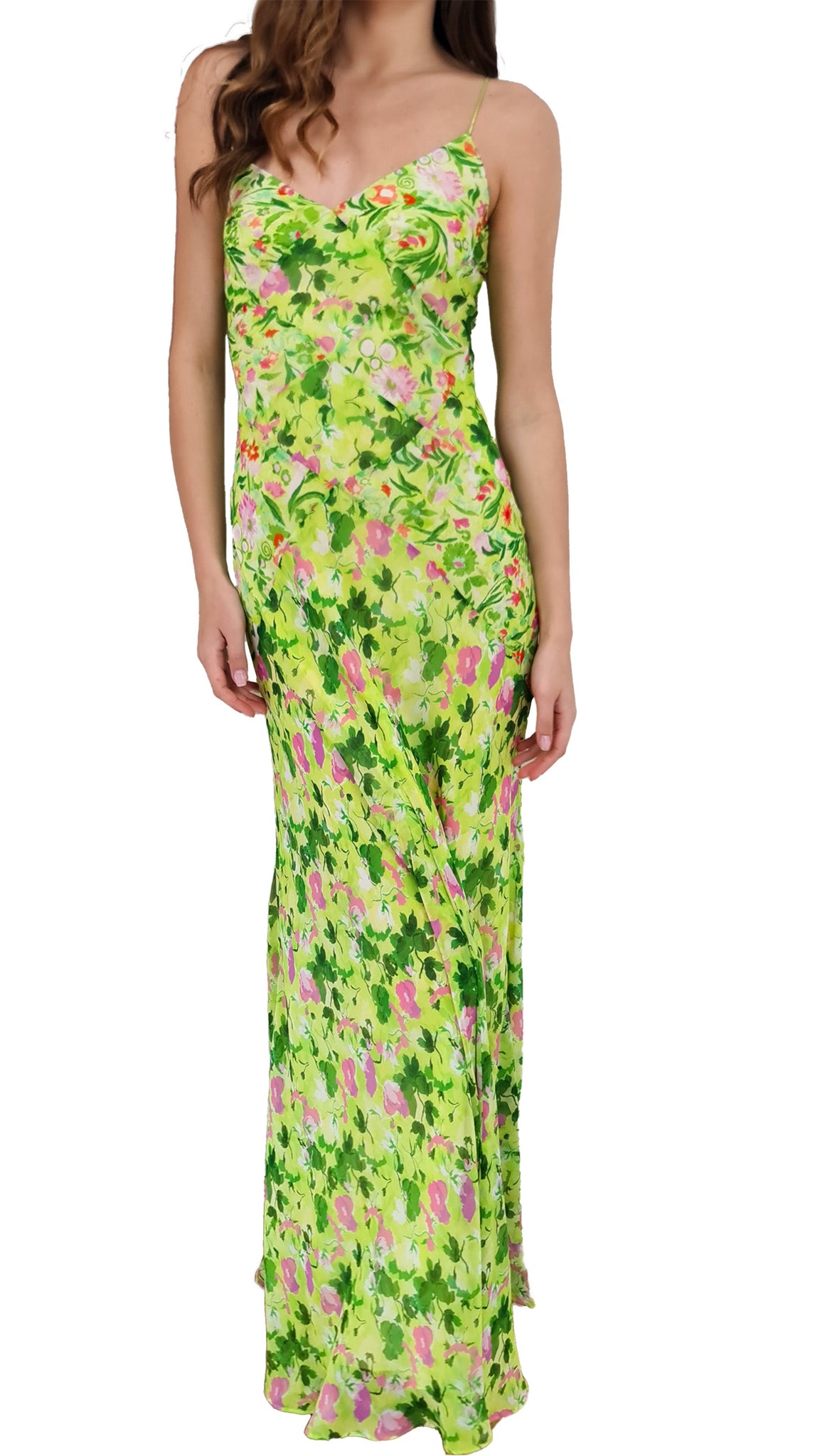 SALONI CAMERON BOUQUET LIME DRESS