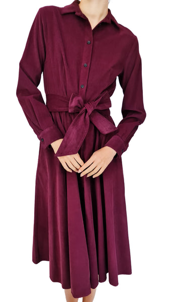 ROSSO35 WINE LONG CORD DRESS