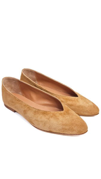 ANNIEL TAN POINTED SUEDE BALLERINA