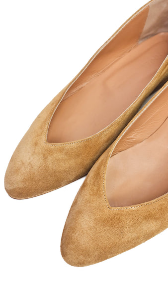 ANNIEL TAN POINTED SUEDE BALLERINA
