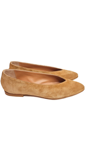 ANNIEL TAN POINTED SUEDE BALLERINA
