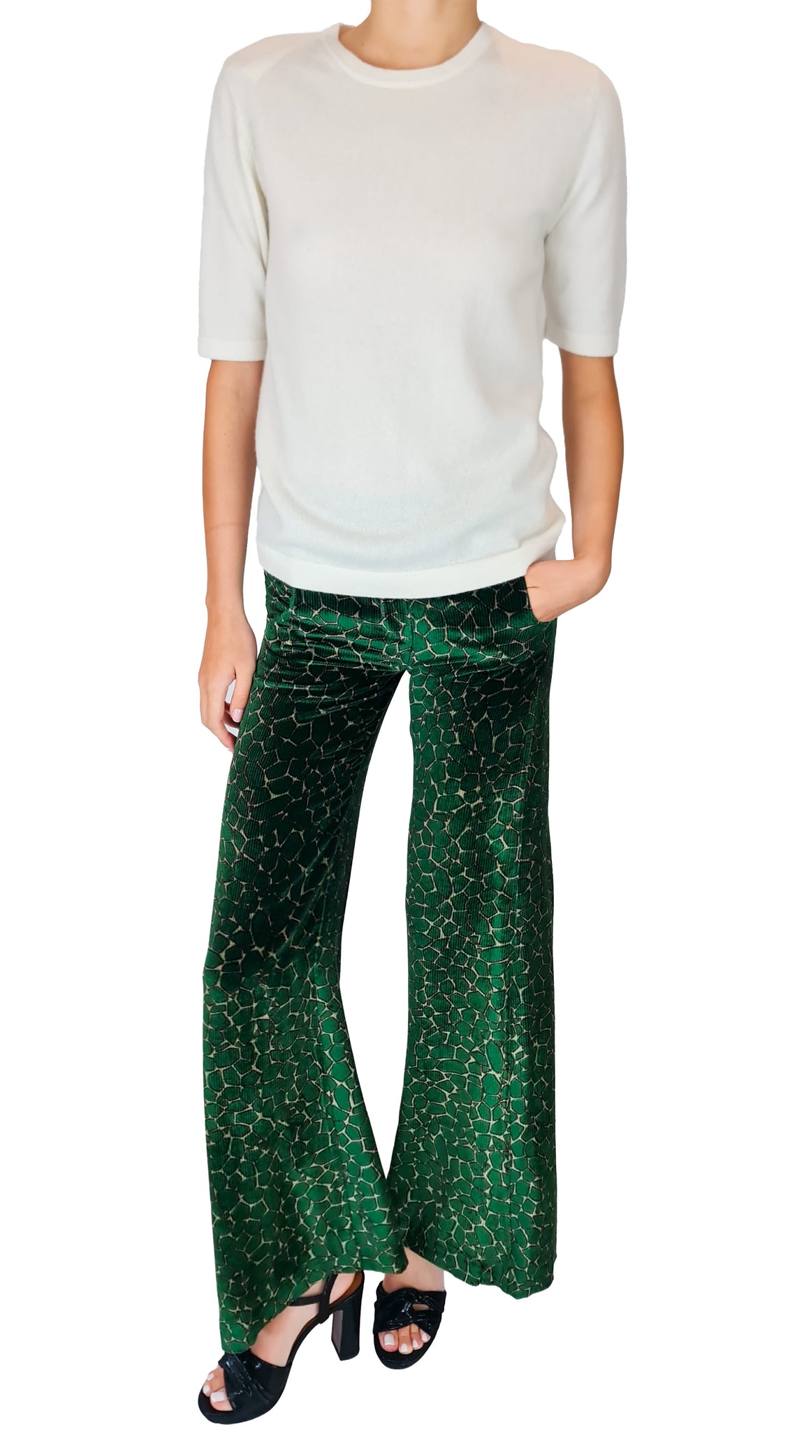 SIYU EMERALD TENECAT VELVET TROUSERS