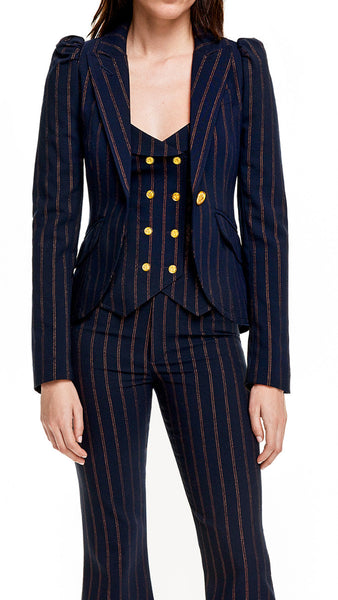 SMYTHE NAVY COPPER PINSTRIPE BLAZER