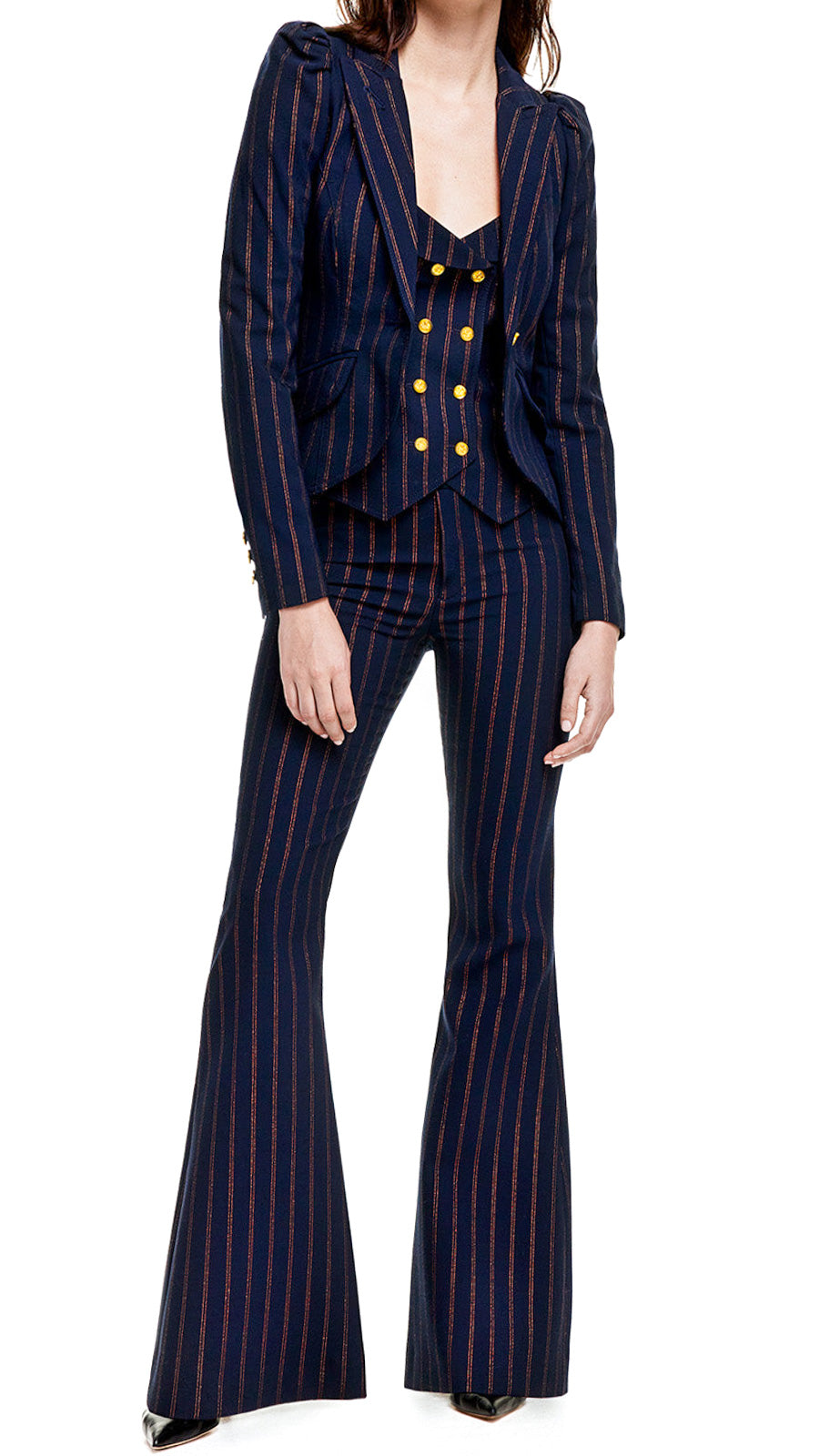 SMYTHE NAVY COPPER PINSTRIPE PANT