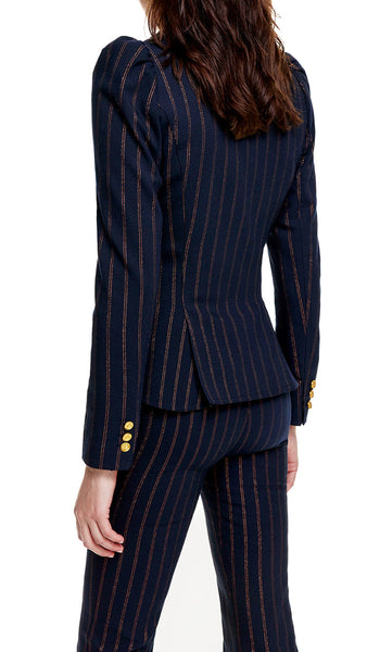 SMYTHE NAVY COPPER PINSTRIPE BLAZER