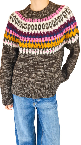 * Smythe oversized jumper
* Smythe Fair Isle sweater
* Women's oversized Fair Isle knit
* Smythe brown pattern sweater
* Chunky Fair Isle crewneck jumper
* Women's colorful yoke wool sweater
* Designer oversized brown knitwear Smythe oversized winter pullover