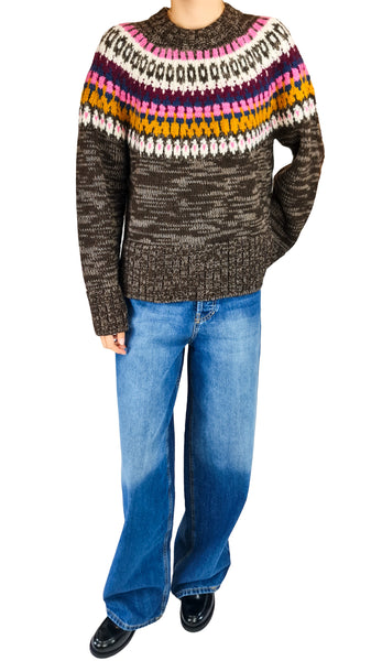 * Smythe oversized jumper
* Smythe Fair Isle sweater
* Women's oversized Fair Isle knit
* Smythe brown pattern sweater
* Chunky Fair Isle crewneck jumper
* Women's colorful yoke wool sweater
* Designer oversized brown knitwear Smythe oversized winter pullover