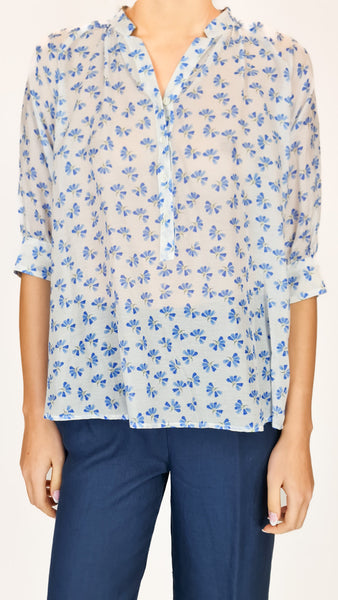 ROSSO35 BLUE FLORAL SHIRT