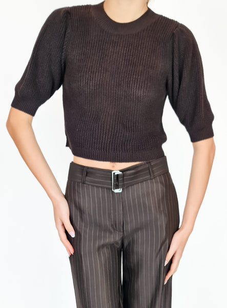 Crafted with a classic chocolate brown pinstripe design and complemented by a belt, these trousers are perfect for any occasion. From a day at the office to a night out, these trousers will add a touch of sophistication and elegance to your look.